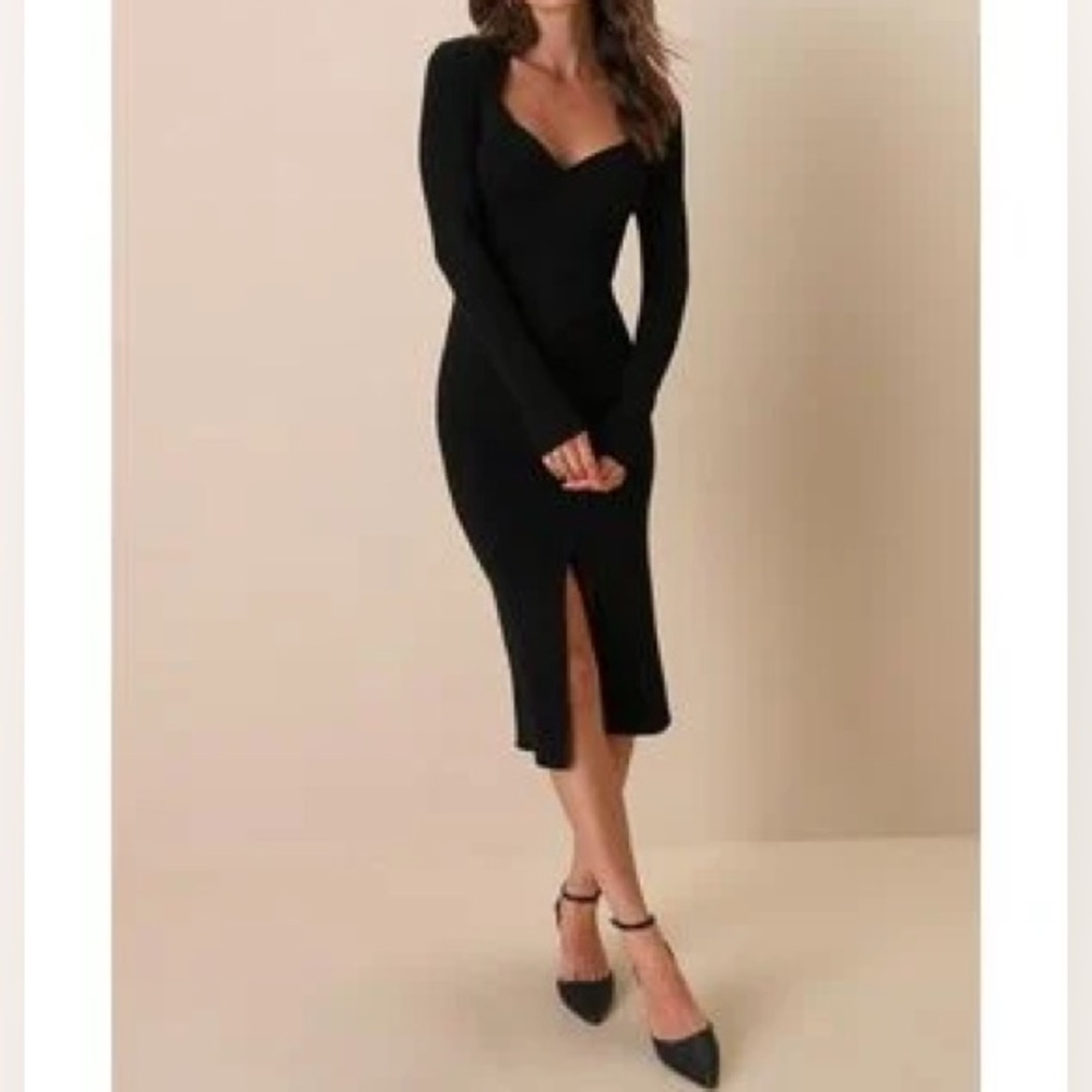 Lulu's Black Long Sleeve Dress